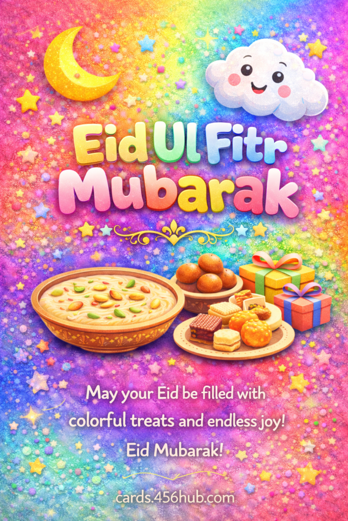 Eid ul fitr Mubarak greeting cards-for- Kids