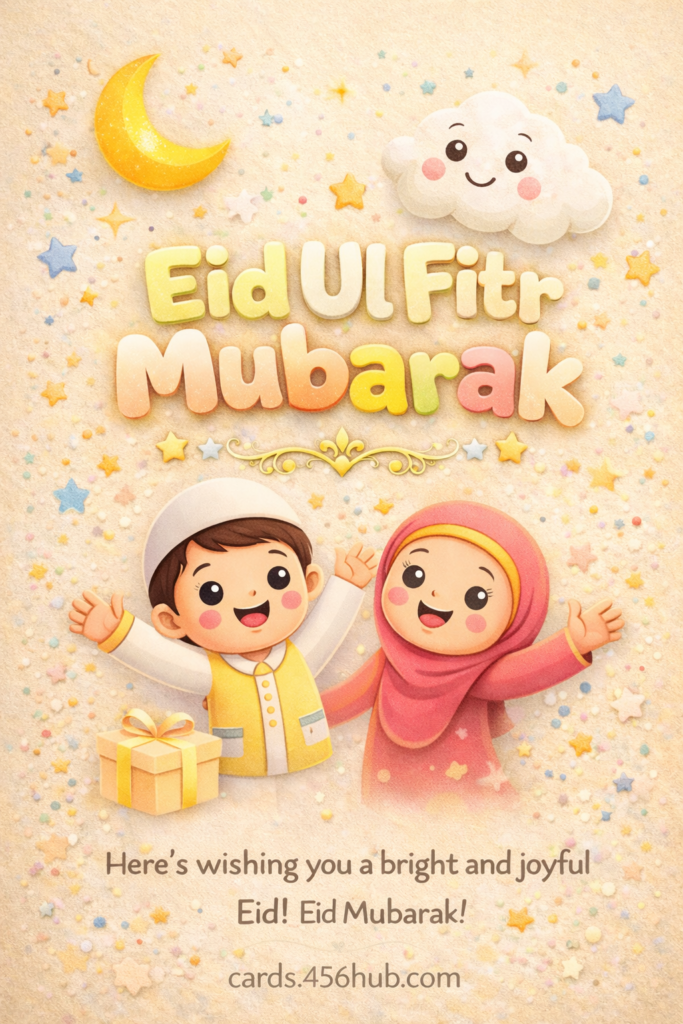 Eid ul fitr Mubarak greeting cards-for- Kids