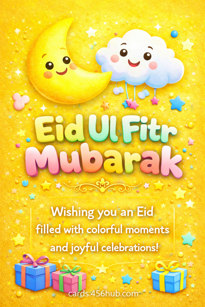 Eid ul fitr Mubarak greeting cards-for- Kids