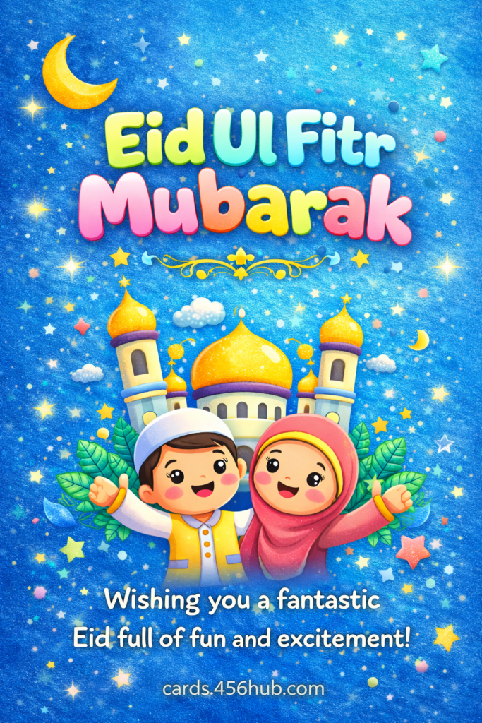 Eid ul fitr Mubarak greeting cards-for- Kids